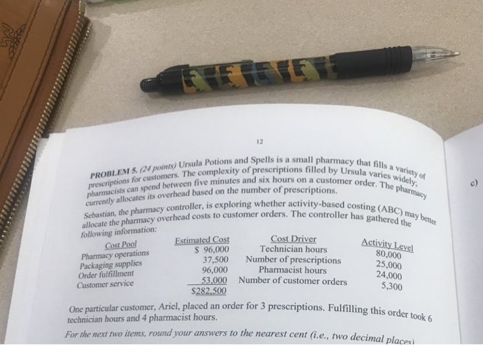  12 PROBLEM S,04 points) Ursula Potions and Spells is a small