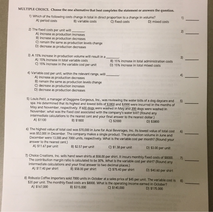 what is the answer from 1to 8 plz MULTIPLE CHOICE. Choose the