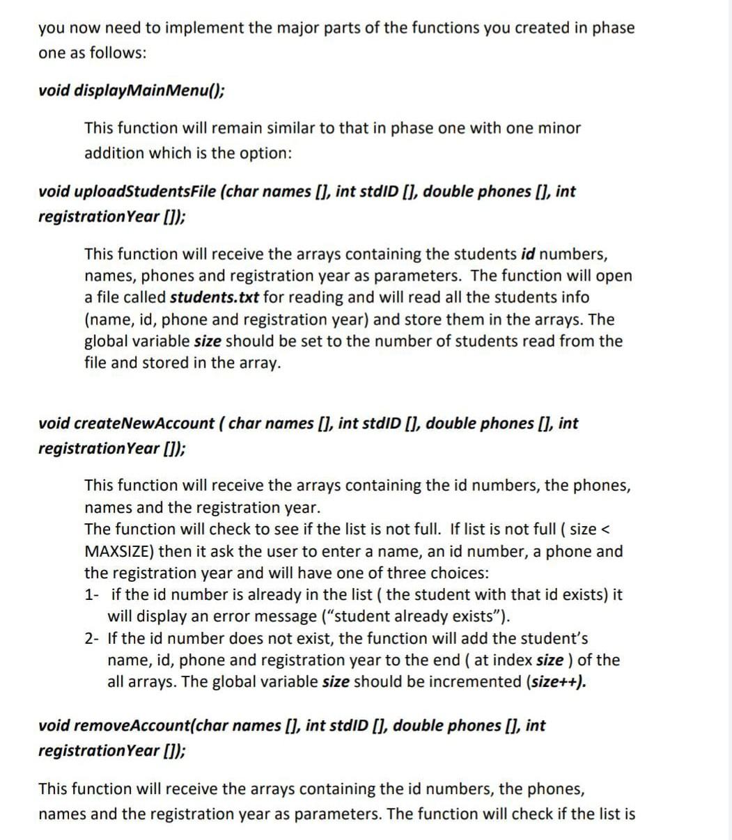 called MAXSIZE (max number of students stored) equal to 100. 2- global