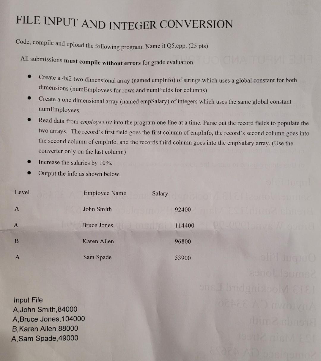 C++ FILE INPUT AND INTEGER CONVERSION Code, compile and upload the following