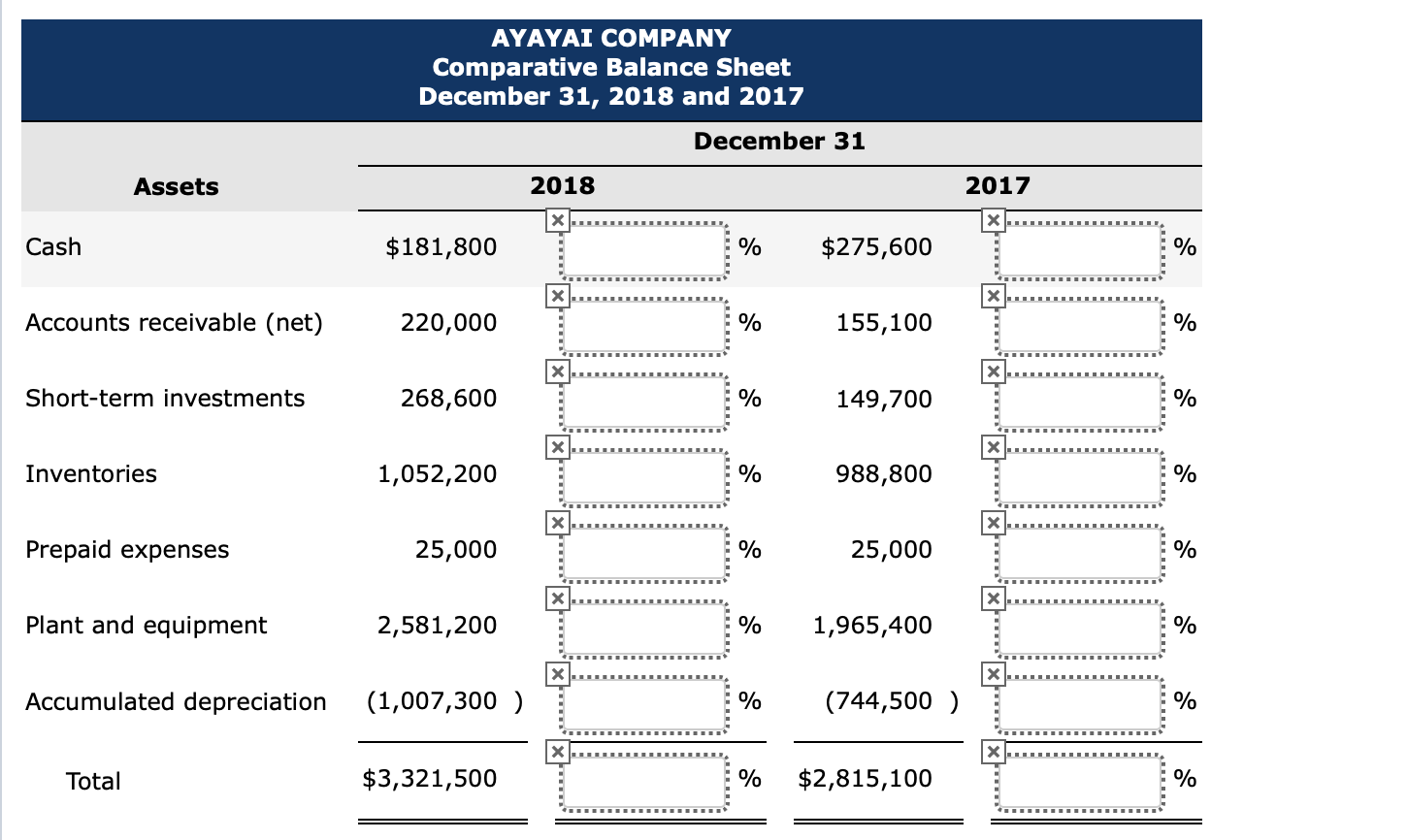 Company. AYAYAI COMPANY COMPARATIVE BALANCE SHEET AS OF DECEMBER 31, 2018 AND