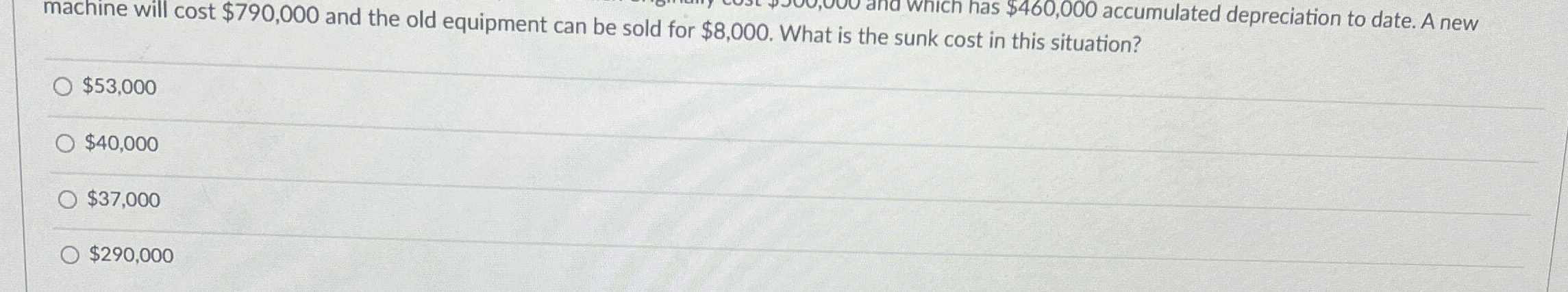  machine will cost $790,000 and the old equipment can be sold
