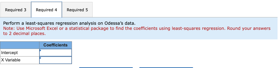 Odessa's shipping costs. Note: Round your answers to 2 decimal places. Complete