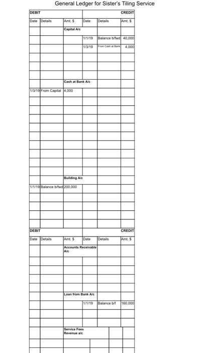 Below are General Journal entries which were prepared for Sister's Tiling Service.