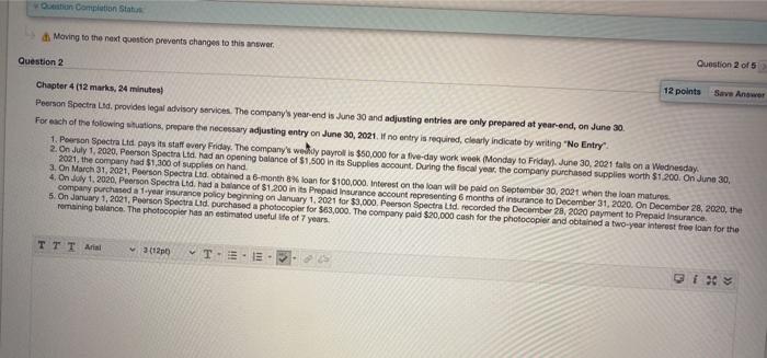  answer ASAP On Completion Status di Moving to the next question