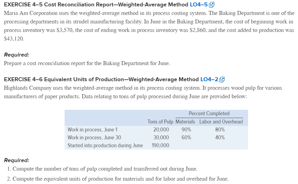 uses the weighted-average method in its process costing system. The following data