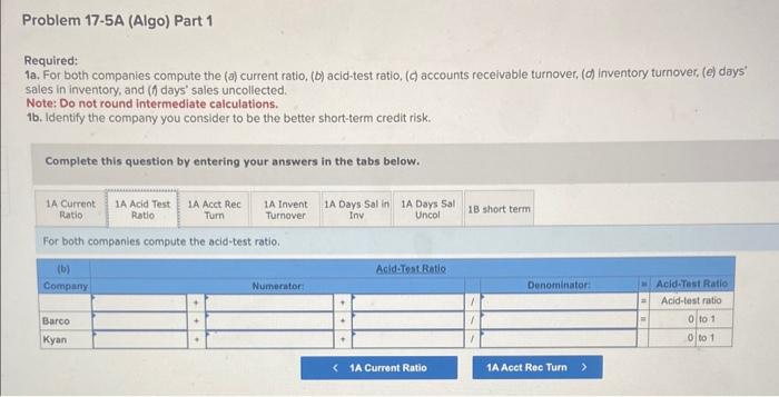 the financial statements of two companies competing in the same industry follows.