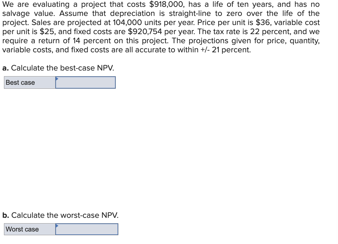 We are evaluating a project that costs $918,000, has a life