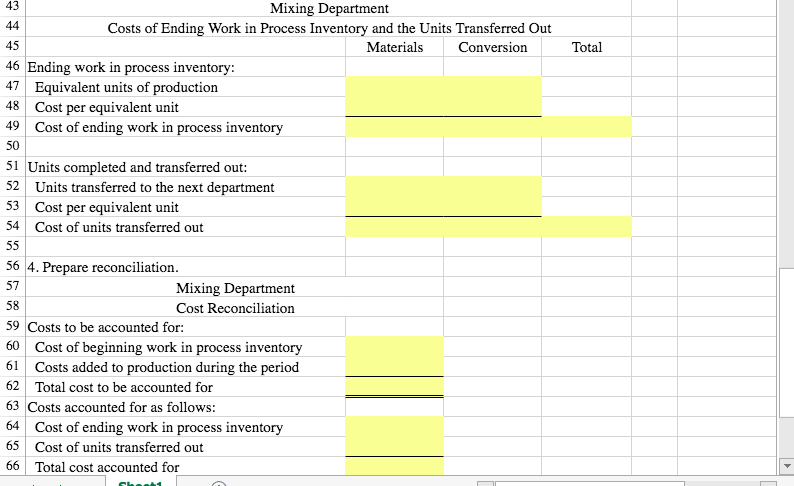 units using the weighted-average method. Prepare a cost reconciliation report. ? X