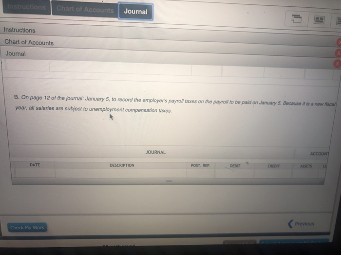 of Accounts Journal Instructions Social security 6% Medicare 1.5% State unemployment (employer