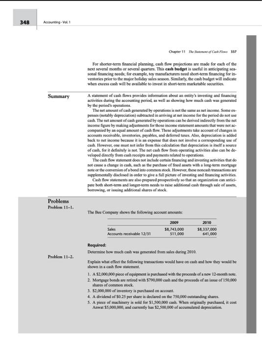 problem 11-2,List effects for each item on the cash flow statement (e.g.,