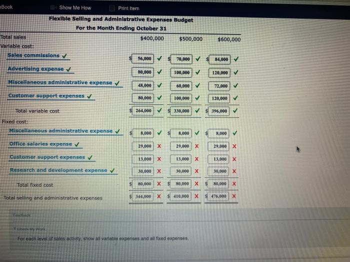 eBook Show Me How Print Item Flexible Budget for Selling and Administrative