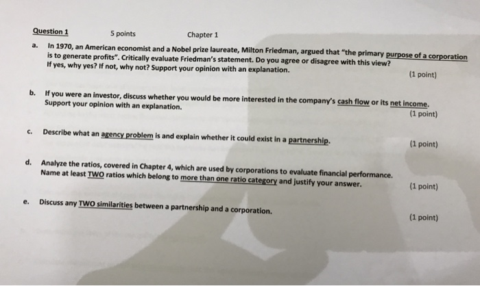 Please help me with this question a. Question 1 5 points Chapter