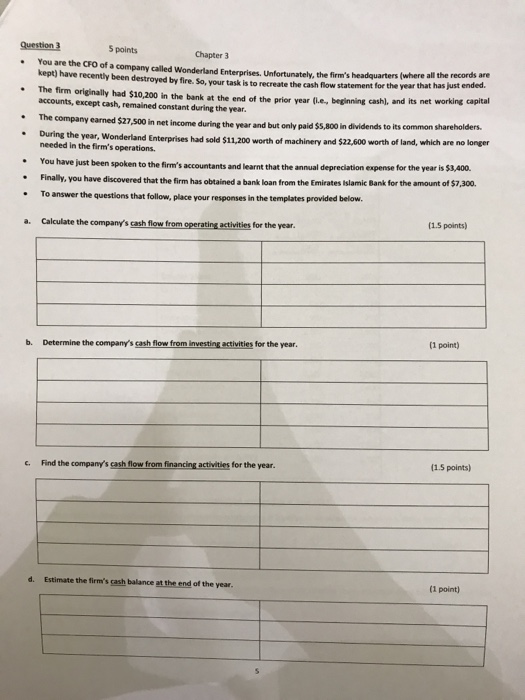 Please help me with this question Spoints Question 3 Chapter 3 You