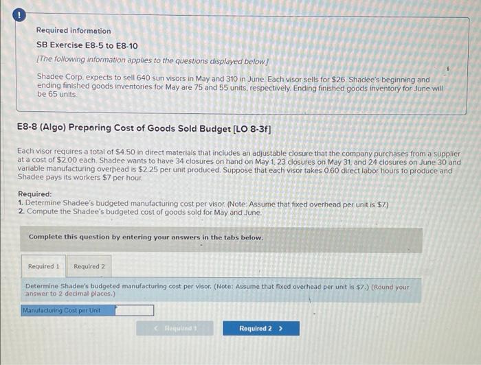 soon and i would like a good refresher. Required information SB Exercise