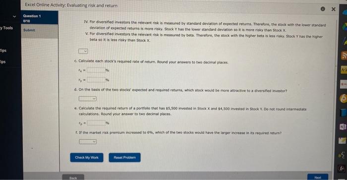 0.9, and a 40% standard eleviation of expected returns. 5 tock Y
