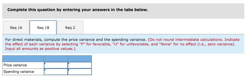 standards have been set: Standard Quantity Standard Price Standard or Hours or
