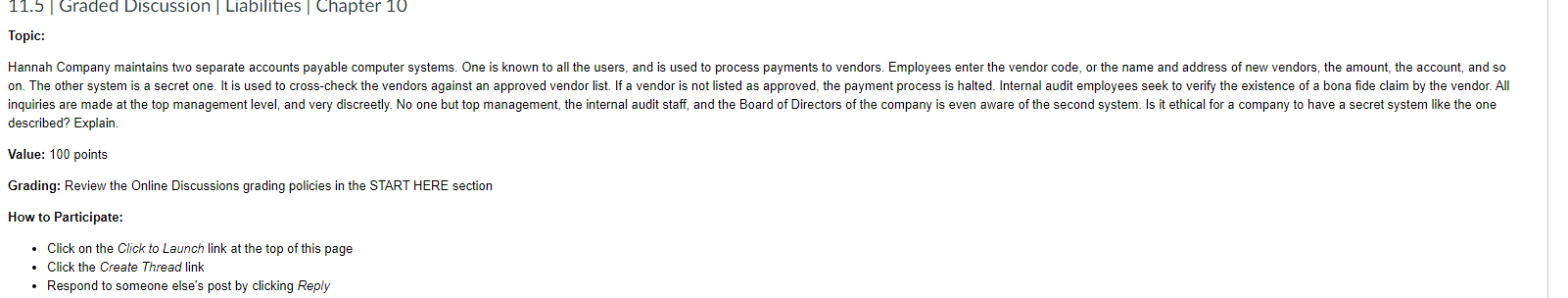  11.5 | Graded Discussion | Liabilities Chapter 10 Topic: Hannah Company
