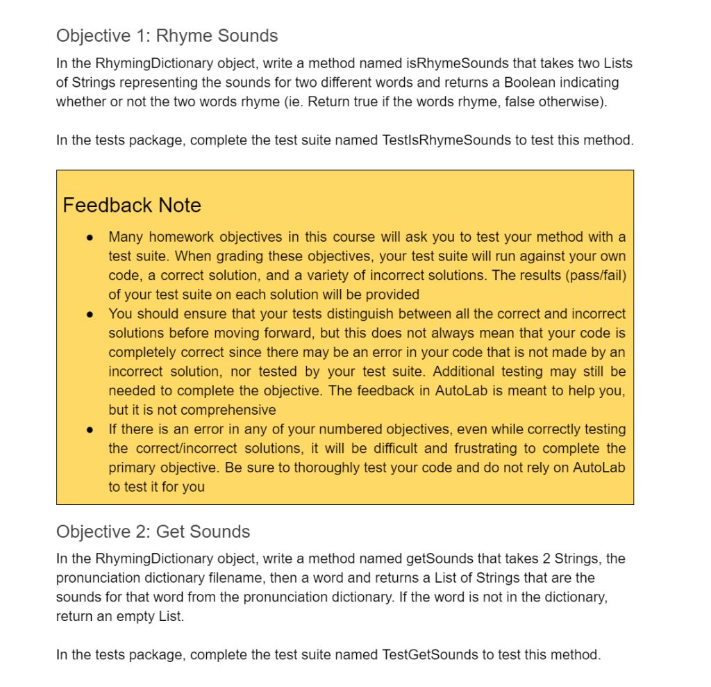 The coding language for this question is Scala Objective 1: Rhyme Sounds