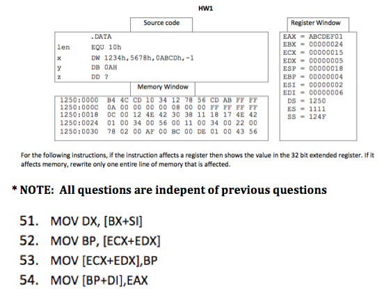 HW1 Source code Register Window DATA EQU 10h DW 1234h, 5678h,