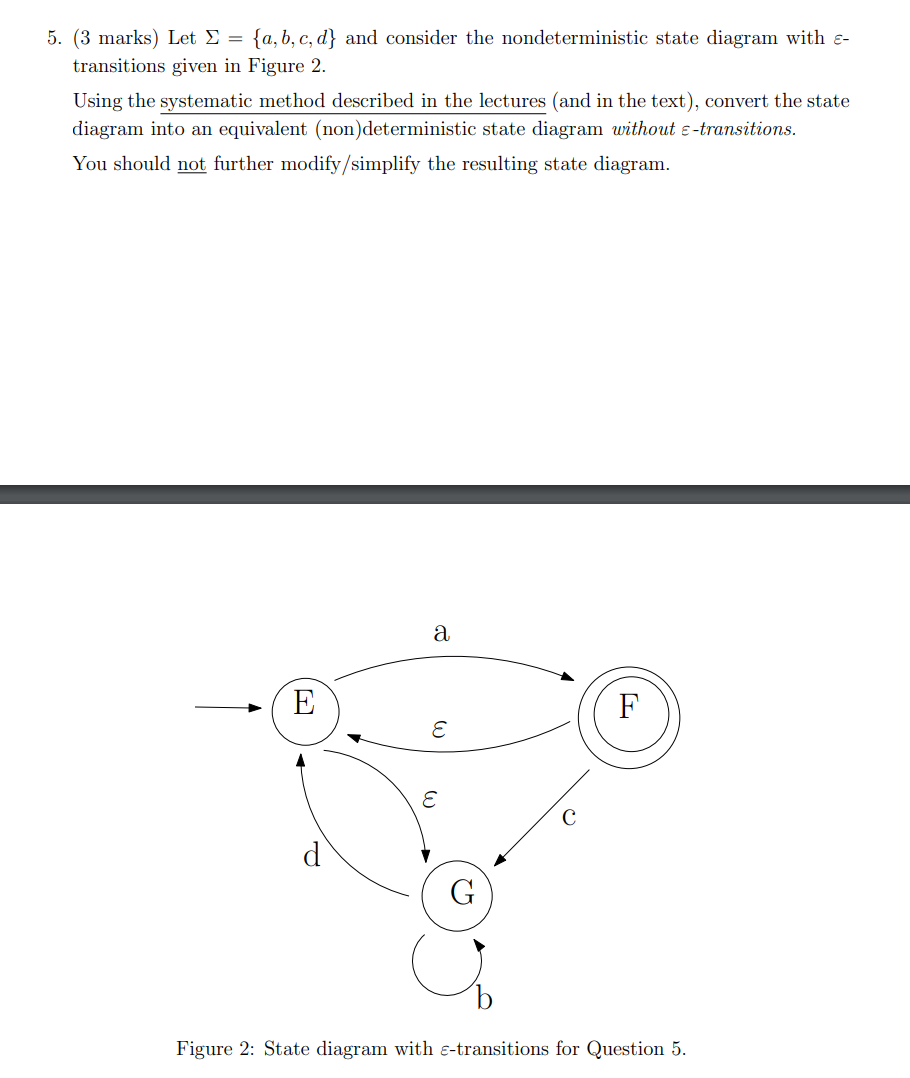  Let = {a, b, c, d} and consider the nondeterministic state