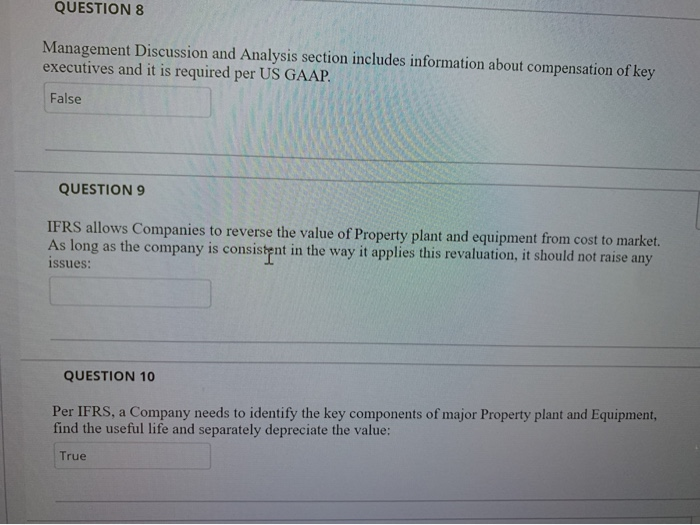 answer #9 QUESTION 8 Management Discussion and Analysis section includes information about
