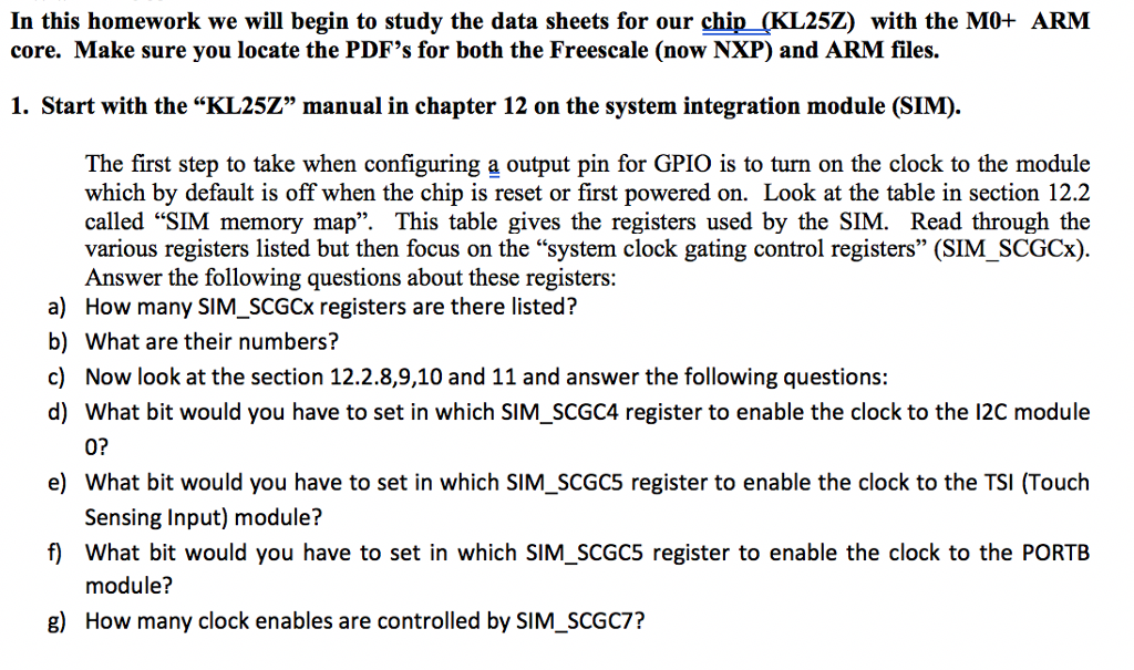  In this homework we will begin to study the data sheets
