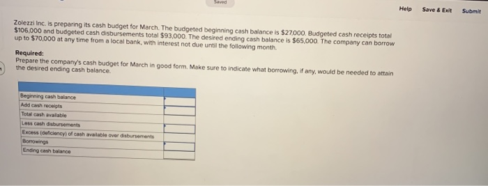  Saved Help Save & Exit Submit Zolezzi Inc. is preparing its