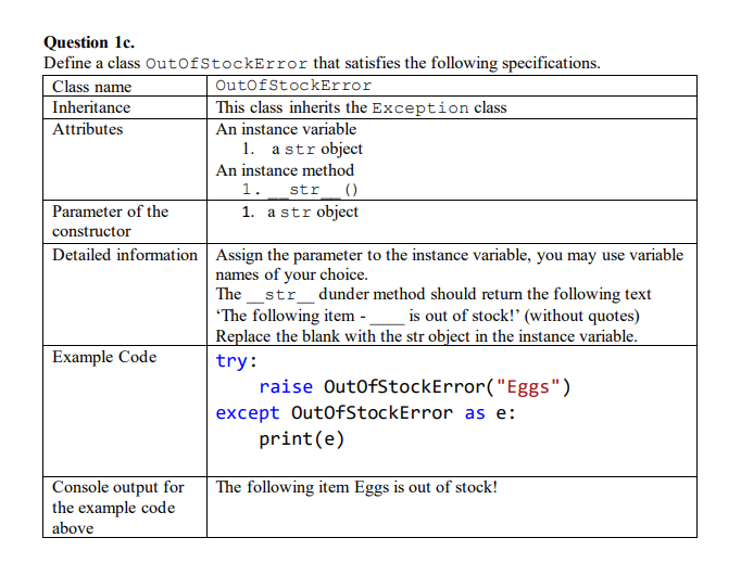 comments if possible, thank you! Question 1. Question 1a. Define a class