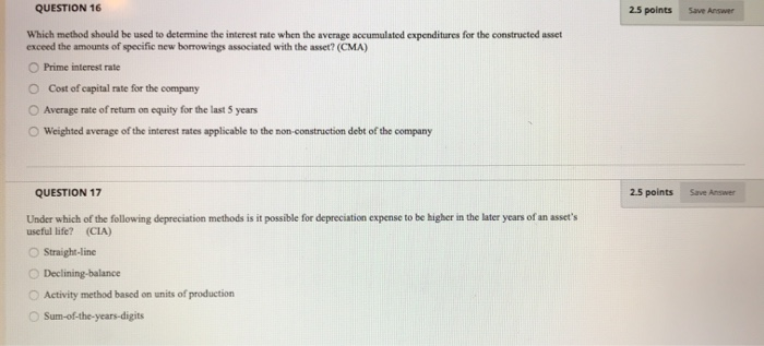  QUESTION 16 2.5 points Save Answer Which method should be used
