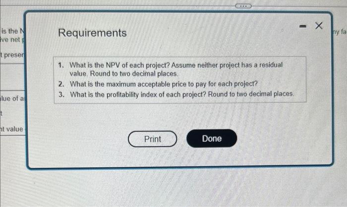 in the following projects: - Project A: Costs $270,000 and offers seven