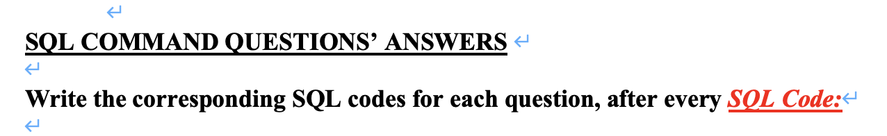 for each question, after every SOL Code: Display the name and address