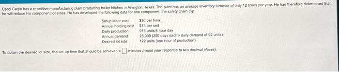  To oblain the desired lat size, the set-up time that should