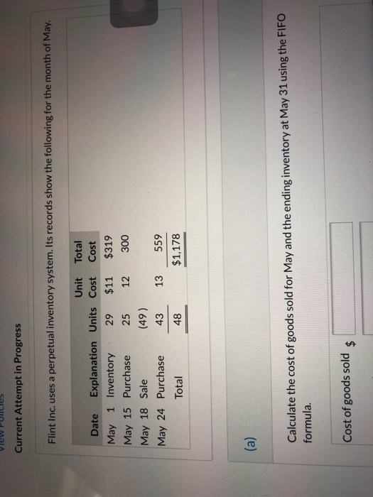  flint inc uses a perpetual inventory sys Current Attempt in Progress