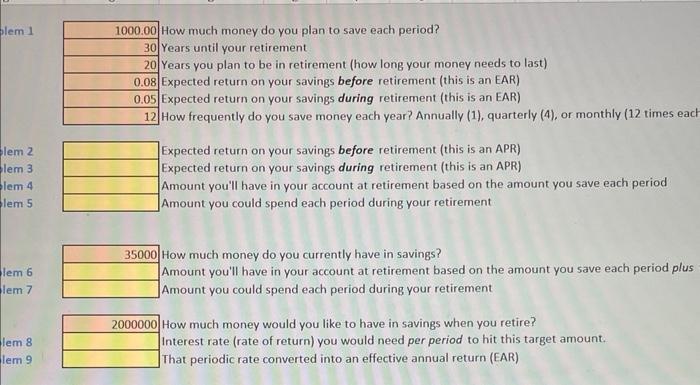 How much money do you plan to save each period? Years