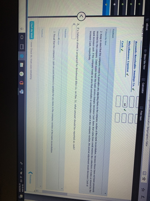 22.230 Cash balance according to bank statement Add deposit of May 31,