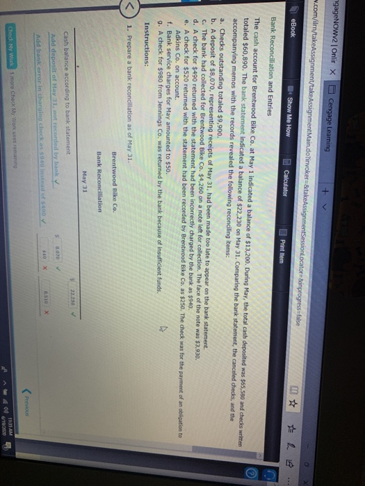 not recorded by bank Add bank error in charging check as $940