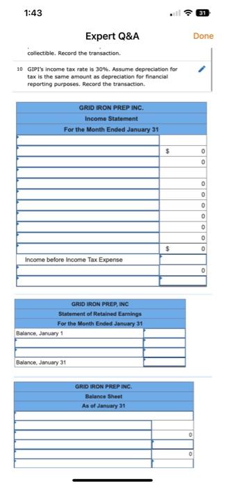 is a service business incorporated in January of the current year to