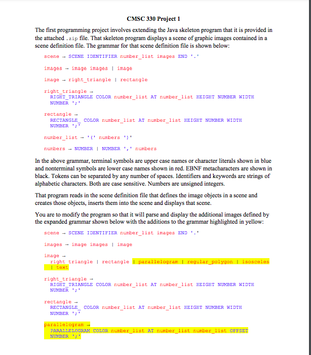  CMSC 330 Project 1 The first programming project involves extending the