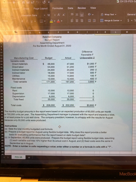  CH 23-P23-3 View BEU esert DrawPage Layout Formulas Data Review Liberation