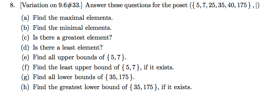 Topic: Discrete Mathematics and its Applications" Chapter 9: Partial Orderings } ,