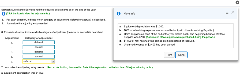 please reply in same format. Startech Surveillance Services had the following adjustments