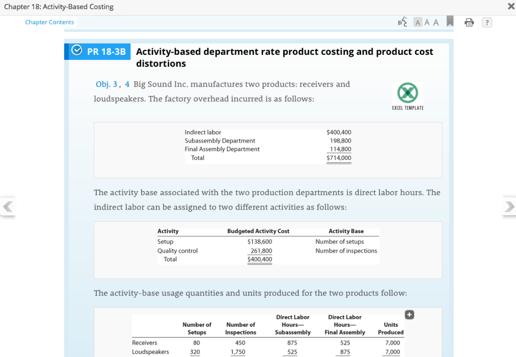  Chapter 18: Activity-Based Costing Chapter Contents poche AAA ? PR 18-3B