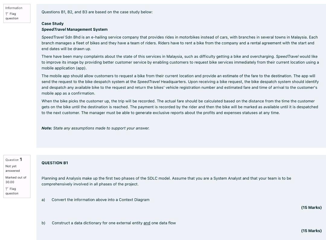 Questions B1,B2, and B3 are based on the case study below: