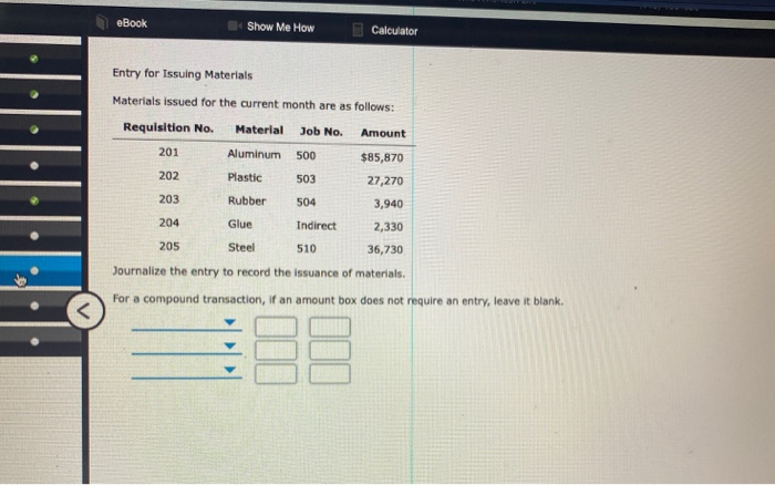  eBook Show Me How Calculator Entry for Issuing Materials Materials issued