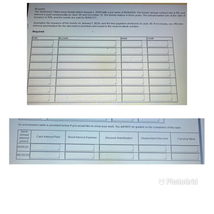  18 points The Tennessee Titans issue bonds dated January 1, 2020