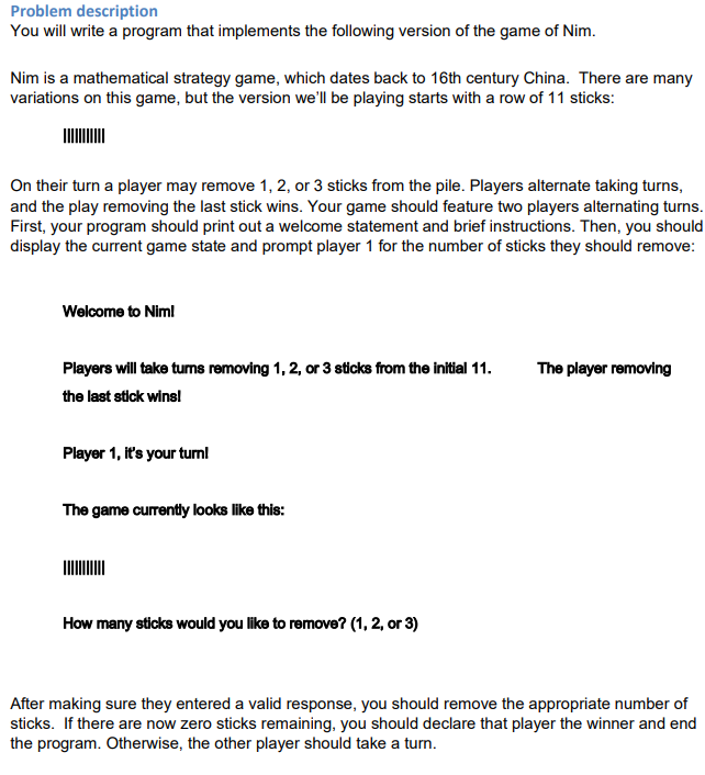 Language is C++ Problem description You will write a program that implements