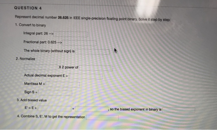following representations Unsigned binary: Signed magnitude: One's complement: Two's complement: Excess-127 (add
