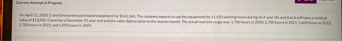  Current Attempt in Progress On April 22, 2020, Crane Enterprises purchased