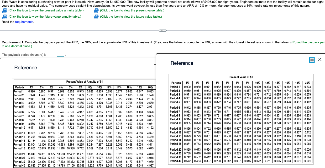  - (Click the icon to view the present value annuity table.)